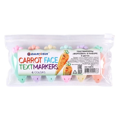 Текстмаркеры &quot;Морковка&quot; в наборе 6 цветов