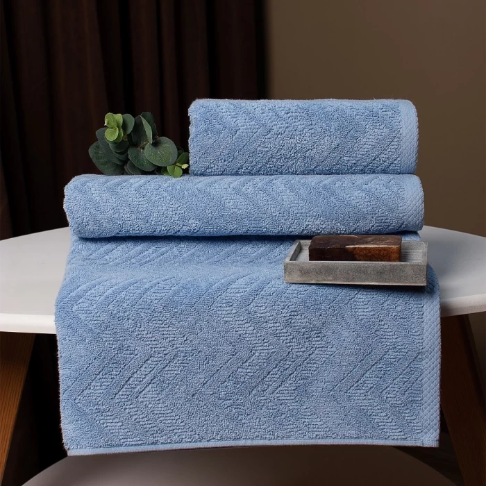 Полотенце махровое ТМ "ЦУМ" Зигзаг голубой 70х140 см