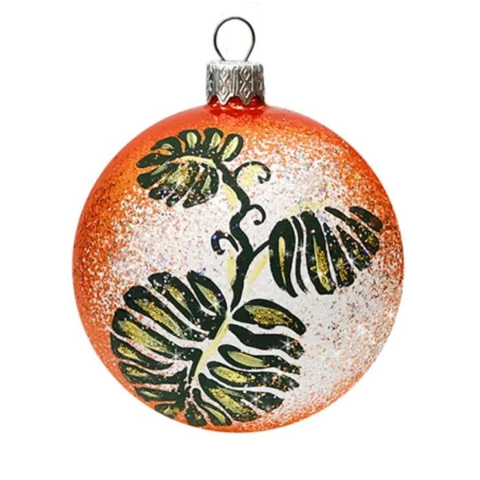 Шар стеклянный декорированный Декарт Монстера 80 в10