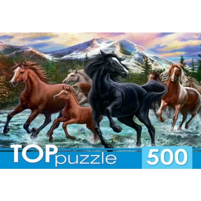 Пазл TOPpuzzle Табун лошадей в горах 500 элементов