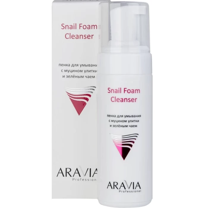 Пенка для умывания с муцином улитки и зелёным чаем Aravia Snail Foam Cleanser 160мл