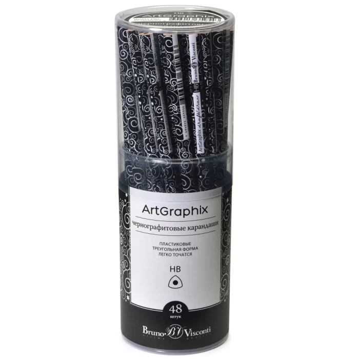 Карандаш Bruno Visconti HB ч/гр ArtGraphix Волна трехгранный пластик