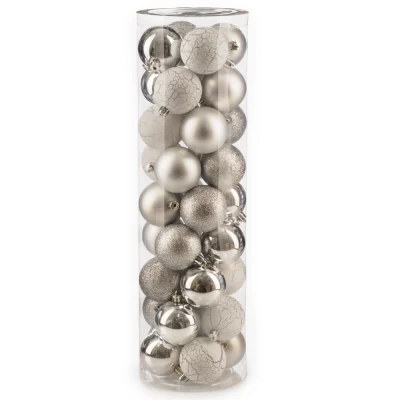 Набор шаров новогодних Ausini VT25-04019-2 серебро 36шт