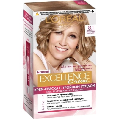Крем-краска стройной защитой L'Oreal &quot;Excellence Creme&quot; 8.1 светло-русый пепельный