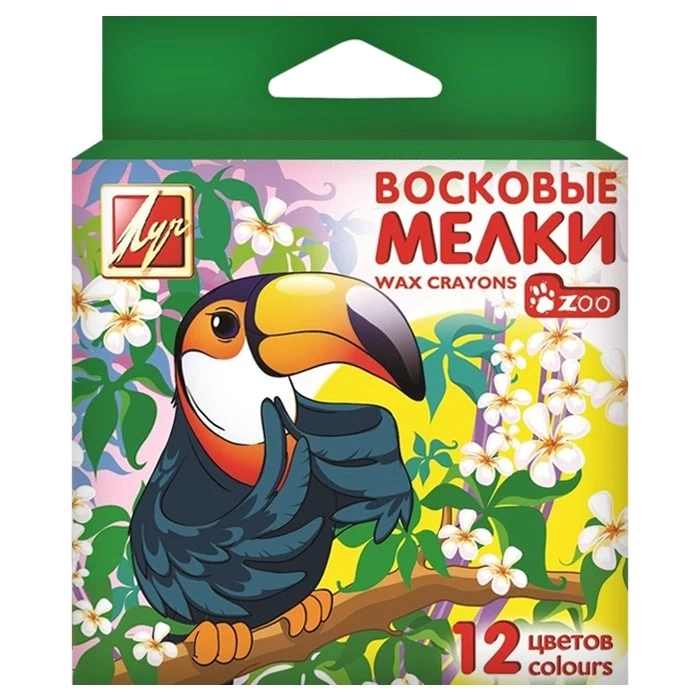 Мелки восковые 12 цветов "Zoo"