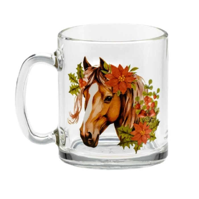 Кружка стеклянная Belbohemia Чайная Новогодний конь 320мл
