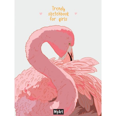 Trendy Sketchbook for Girls. Фламинго