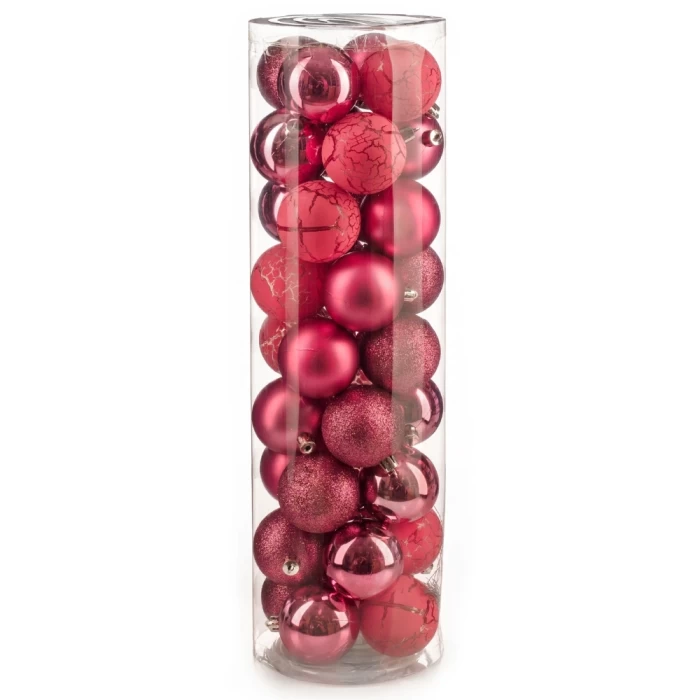 Набор шаров новогодних Ausini VT25-04019-8 темная роза 36шт