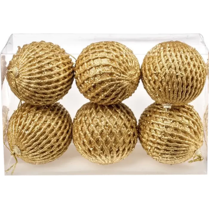 Набор шаров новогодних Ausini M87-13 золото 6шт