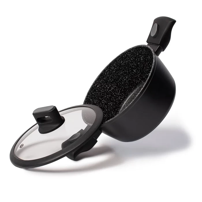 Кастрюля черная со съемными ручками и крышкой ТМ "ЦУМ" 2.4 - 6.2л