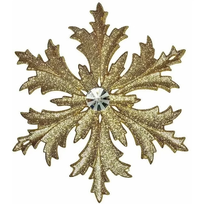 Новогоднее украшение Девилон Снежинка Морозко с камнем золото