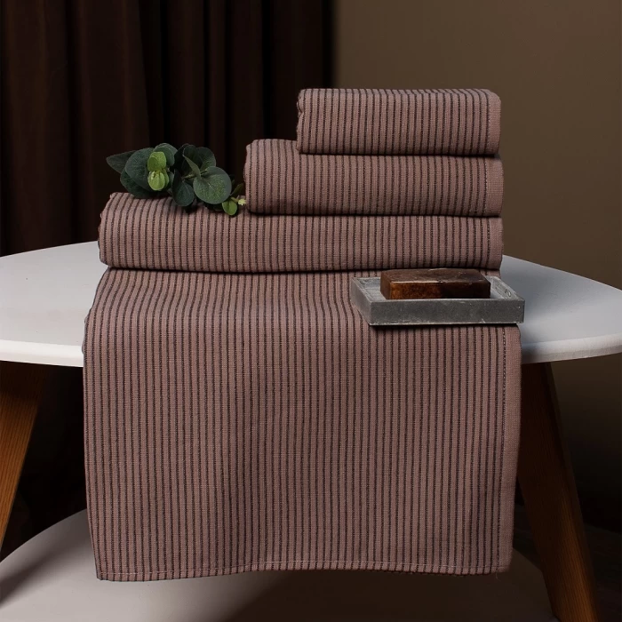 Полотенце махровое ТМ "ЦУМ" Полоска беж/кофе 50х70 см