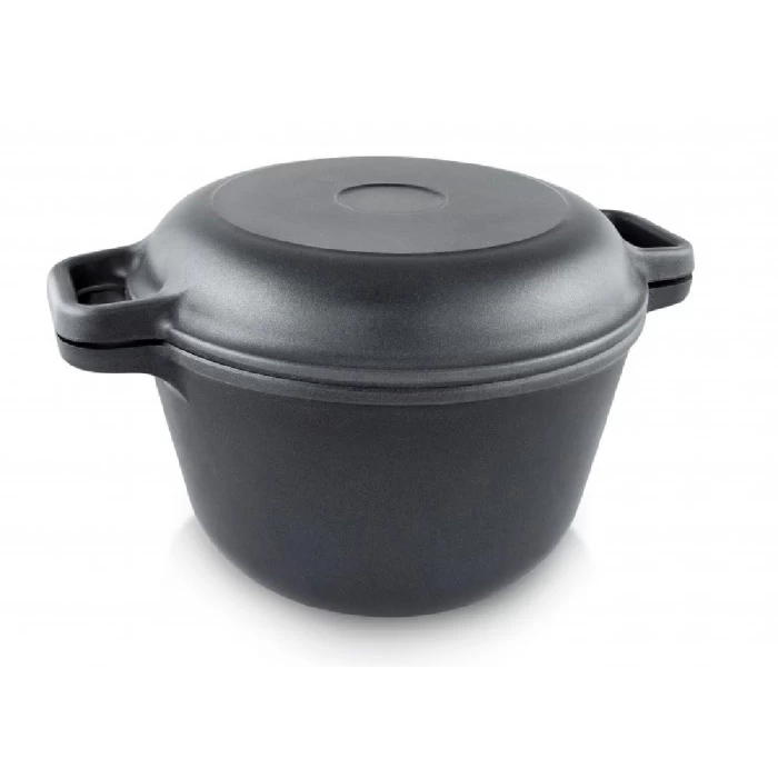 Кастрюля-казан литая с крышкой-сковородкой Титан ТМ НМП 3л