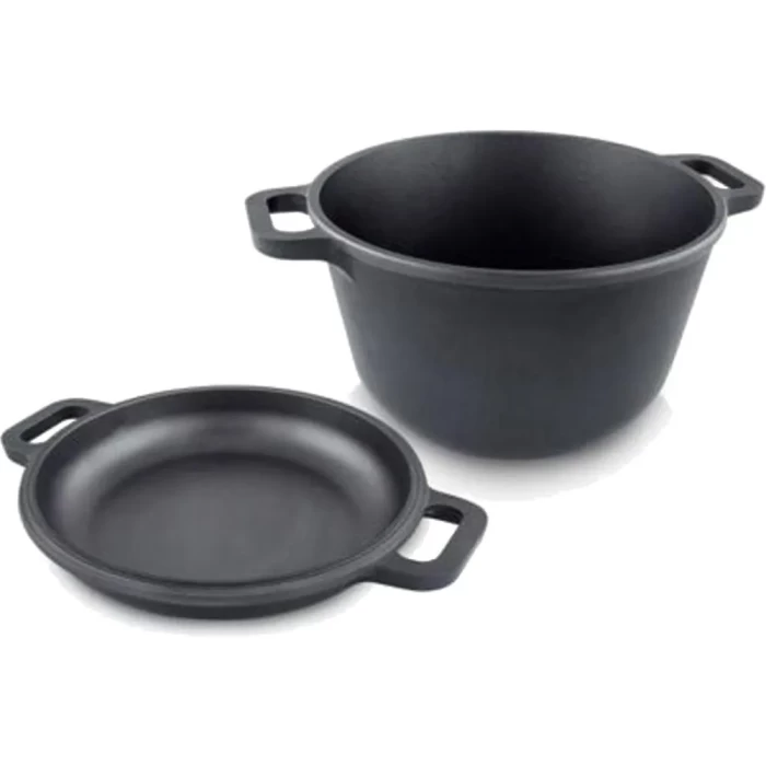 Кастрюля-казан литая с крышкой-сковородкой Титан ТМ НМП 3л