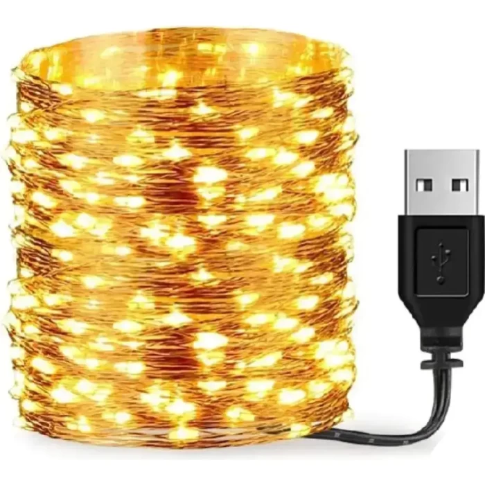 Гирлянда USB светодиодная теплый белый 20м