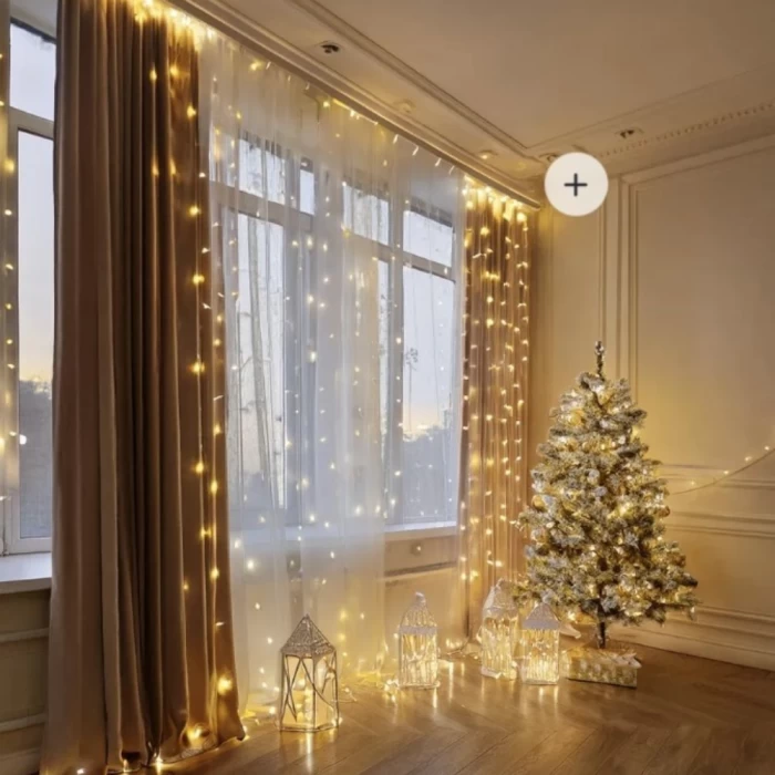 Гирлянда USB светодиодная с пультом белый 3х3