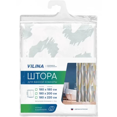 Шторы для ванной Vilina полиэстер 180х220см ассорти