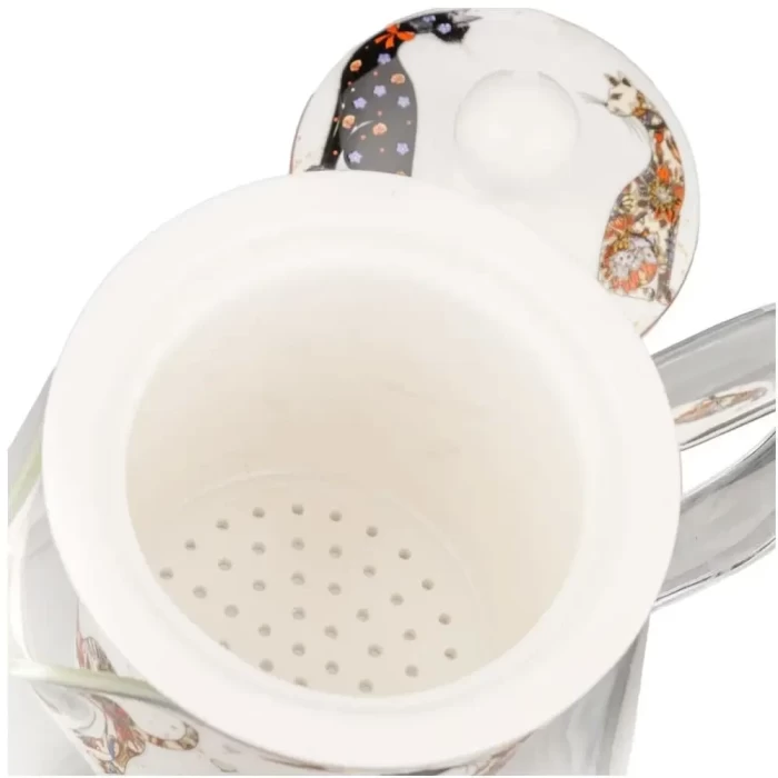 Чайник стеклянный с ситом Agness Парижские коты 104-834 