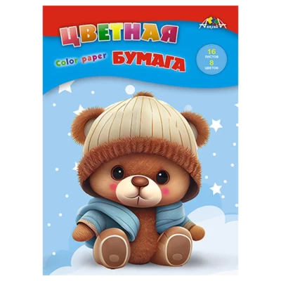 Бумага цветная Апплика Мишутка А4 16л 8цв