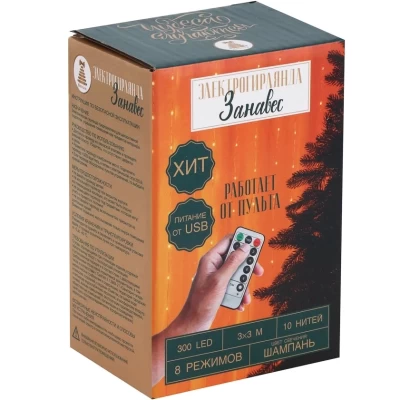 Гирлянда-занавес нить росы Сноу Бум 300 LED 3х3м