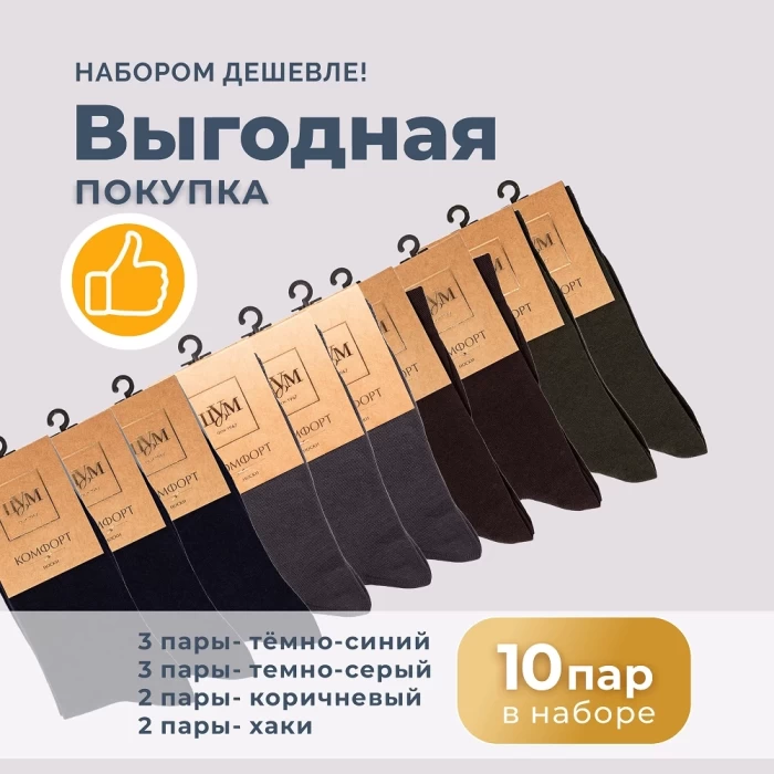 Набор мужских носков ТМ "ЦУМ" 10 пар 4 цвета