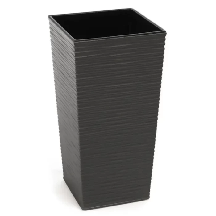 Кашпо пластмассовое Finezja dluto графитовое 19×19×36см