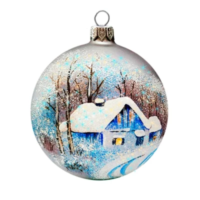 Шар стеклянный декорированный Декарт Голубой домик 100 в32