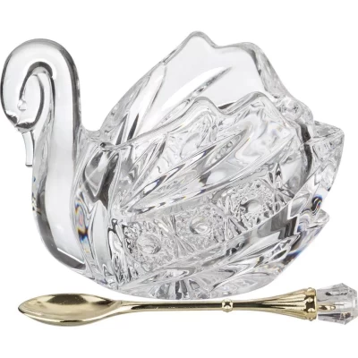 Икорница с ложкой Лебедь Muza Crystal