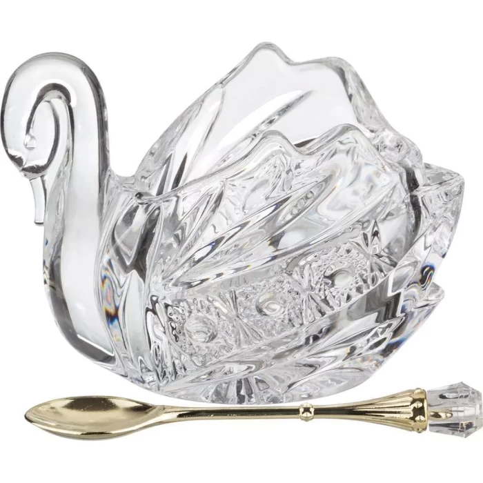 Икорница с ложкой Лебедь Muza Crystal