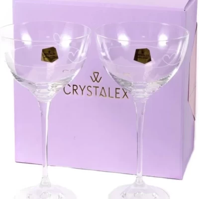 Набор бокалов для шампанского Bohemia Crystalex Diamond heart 2шт 210мл