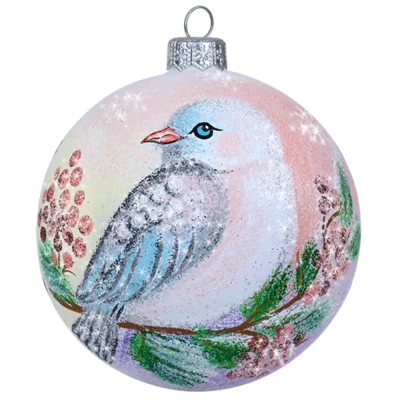 Шар стеклянный декорированный Декарт Птичка на ветке 100 в36