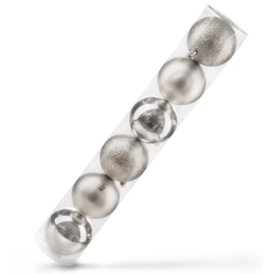 Набор шаров новогодних Ausini VT25-04009-2 серебристый 6шт