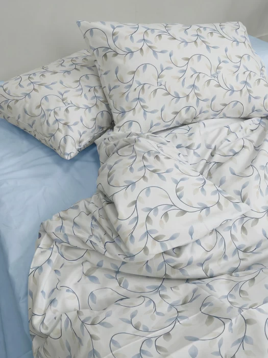 Комплект постельного белья Евро ТМ "ЦУМ" Голубые листья