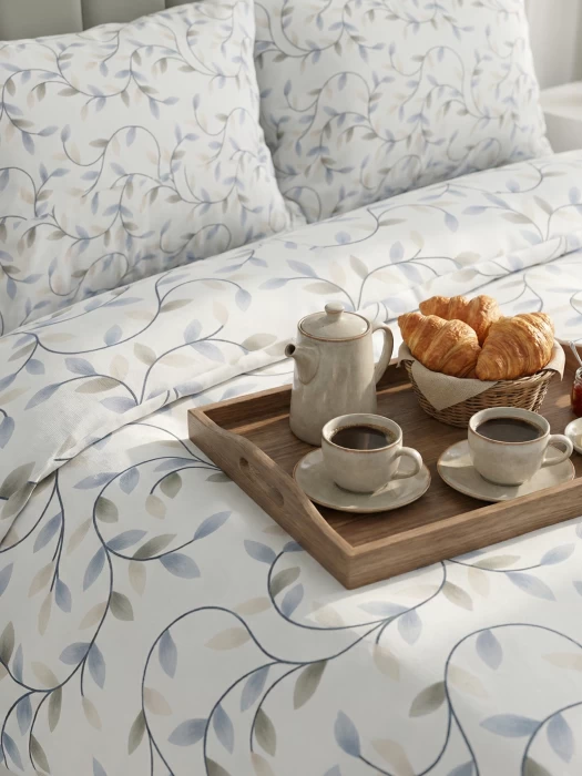 Комплект постельного белья Евро ТМ "ЦУМ" Голубые листья