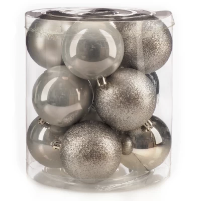 Набор шаров новогодних Ausini VT25-04005-2 серебристый 12шт