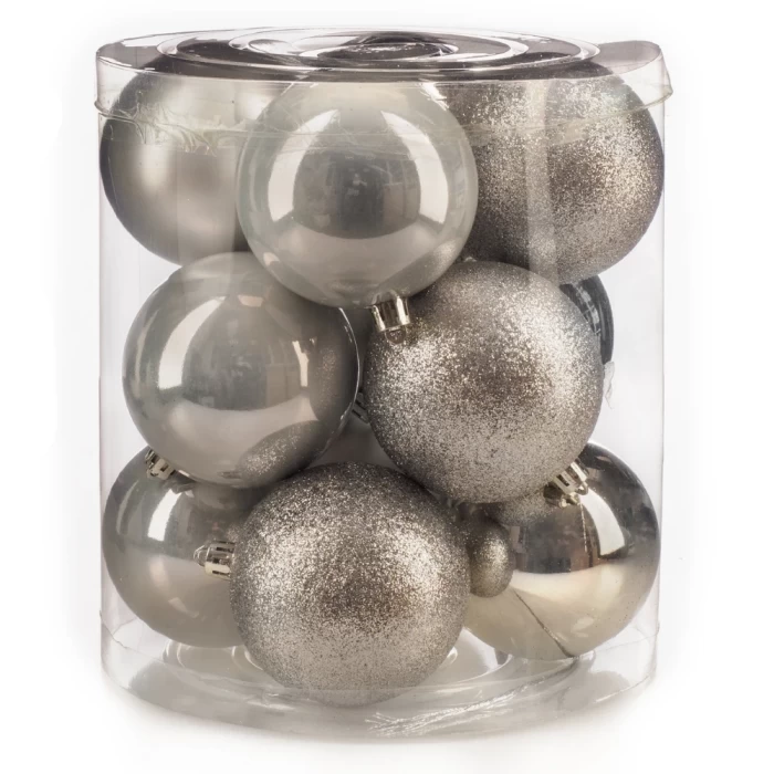 Набор шаров новогодних Ausini VT25-04005-2 серебристый 12шт