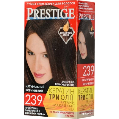 Крем-краска для волос Prestige &quot;vips&quot; №239 &quot;Натурально-коричневый&quot;
