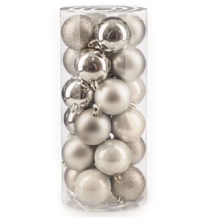 Набор шаров новогодних Ausini VT25-04003-2 серебристый 24шт