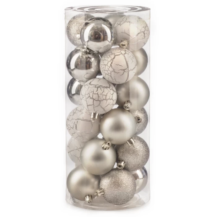 Набор шаров новогодних Ausini VT25-04020-2 серебристый 24шт
