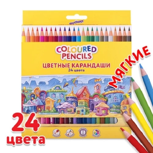 Карандаши цветные 24 цвета «ДОМИКИ» ЮНЛАНДИЯ арт. 181838