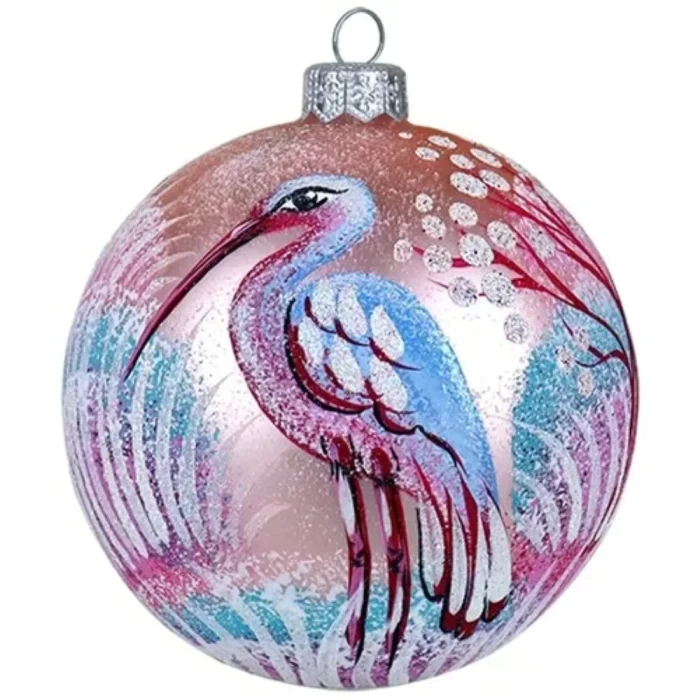 Шар стеклянный декорированный Декарт Цапля 100 в37