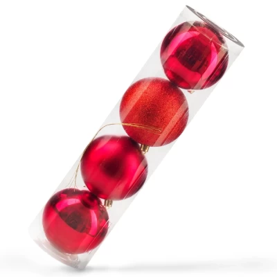 Набор шаров новогодних Ausini VT25-04008-3 красный 4шт