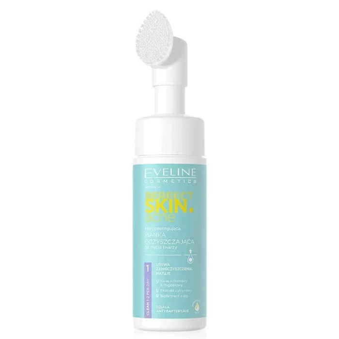 Пилинг-пенка для лица EVELINE PERFECT SKIN ACNE очищающая с микроотшелушивающим эффектом 150мл 
