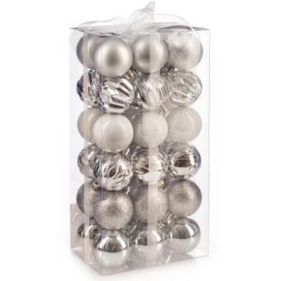 Набор шаров новогодних Ausini B8145SL серебро 36шт