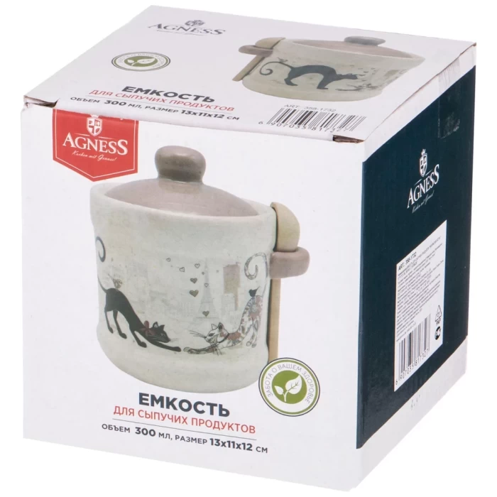 Сахарница  Agness Парижские коты 300 мл