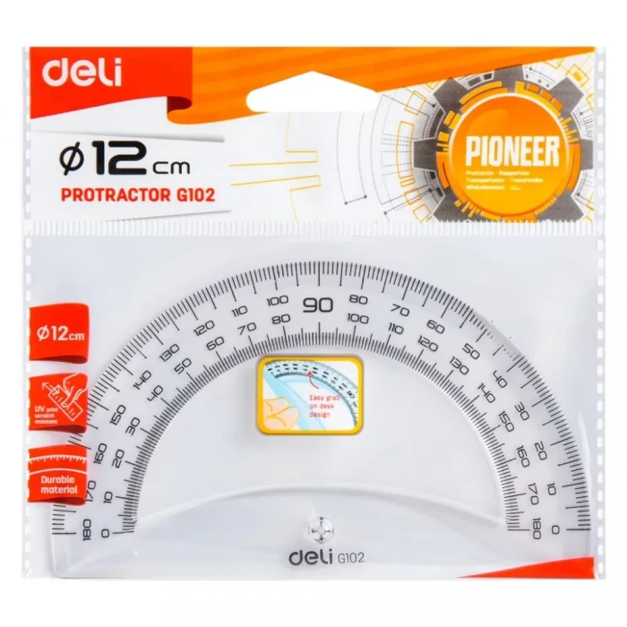 Транспортир 12 см  Deli арт G10212