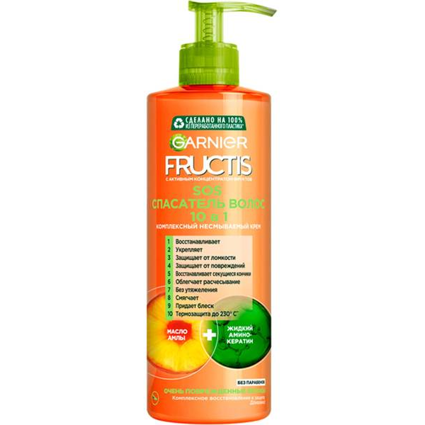 Комплексный несмываемый уход Fructis "SOS Спасатель волос 10 в 1" 400мл