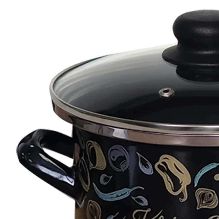 Кастрюля эмалированная Omelia Микс овощной черный 5л