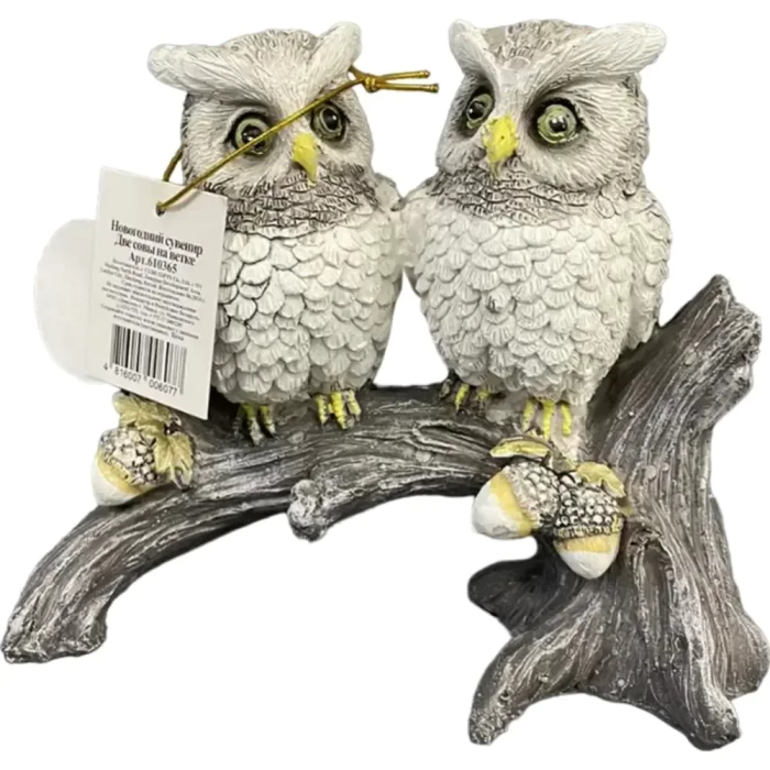 Новогодний сувенир Девилон Две совы на ветке арт.610365