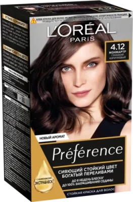 Стойкая краска для волос L'Oreal Paris &quot;Preference&quot; 4.12 глубокий коричневый